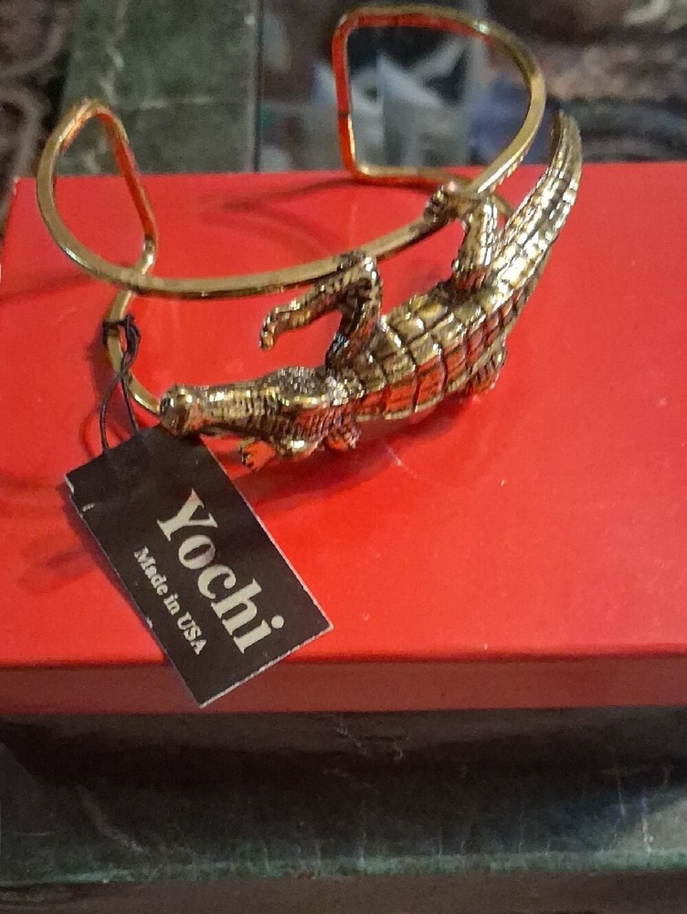 Yochi Gold Alligator Cuff Bracelet - Picture 6 of 6